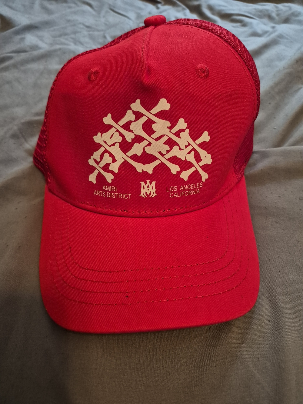 AMIRI Red Hat with White Bone Graphic